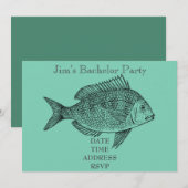 Vis-thema vrijgezellenfeest voor mannen kaart (Voorkant / Achterkant)