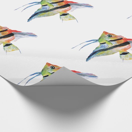 Vis Tropisch Sinaasappel Blauw Schilderend Verpakk Cadeaupapier (Hoek)