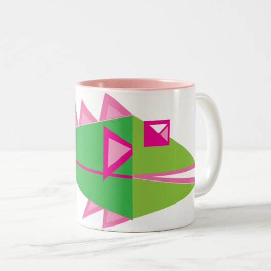 vis tweekleurige koffiemok (Voorkant rechts)