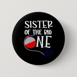 Vis-ueel één zus van de grote verjaardagsvis ronde button 5,7 cm