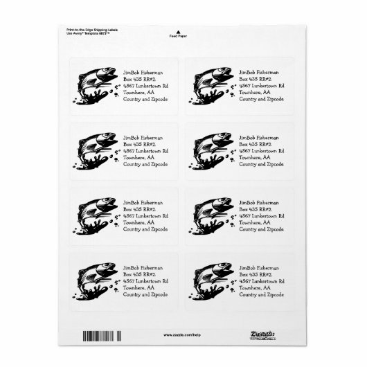 Vis Uit Water - Jumping Forel of Bass Gevist Etiket (Full Sheet)