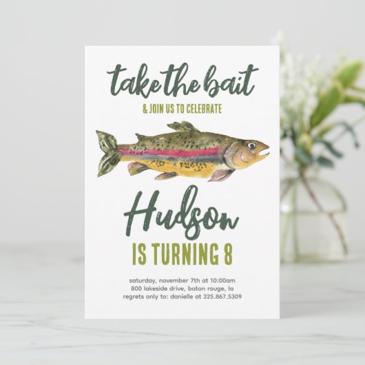 Vis Uitnodiging Verjaardag- Neem de Lokker (Staand voorkant)