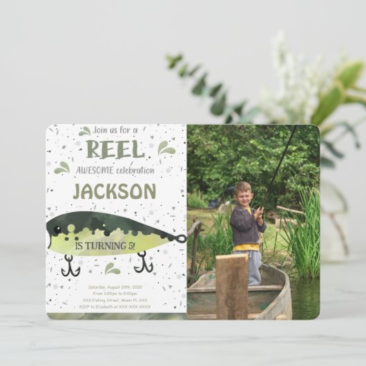 Vis Uitnodiging Verjaardagsfoto (Staand voorkant)