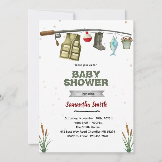 Vis Uitnodiging voor Baby Borrel (Voorkant)