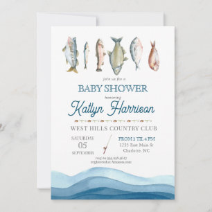 Vis Uitnodiging voor Baby Shower, Vissen baby show