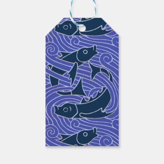 Vis Vet Zwemend Ocean Blue Vist Cadeaulabel (Voorkant)