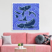 Vis Vet Zwemend Ocean Blue Vist Canvas Afdruk (Insitu (Woonkamer))