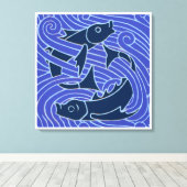 Vis Vet Zwemend Ocean Blue Vist Canvas Afdruk (Insitu (Houten vloer))