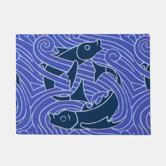 Vis Vet Zwemend Ocean Blue Vist Deurmat (Voorkant)