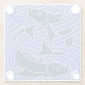 Vis Vet Zwemend Ocean Blue Vist Glazen Onderzetter (Achterkant)