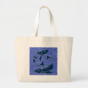 Vis Vet Zwemend Ocean Blue Vist Grote Tote Bag