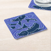 Vis Vet Zwemend Ocean Blue Vist Kartonnen Onderzetters (Schuin)