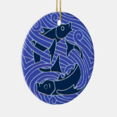 Vis Vet Zwemend Ocean Blue Vist Keramisch Ornament (Rechts)