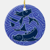 Vis Vet Zwemend Ocean Blue Vist Keramisch Ornament (Achterkant)