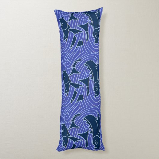 Vis Vet Zwemend Ocean Blue Vist Lichaamskussen (Achterkant (Verticaal))