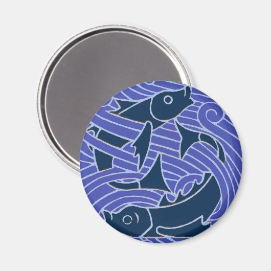 Vis Vet Zwemend Ocean Blue Vist Magneet (Voorkant / Achterkant)