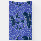 Vis Vet Zwemend Ocean Blue Vist Spandoek (Verticaal)