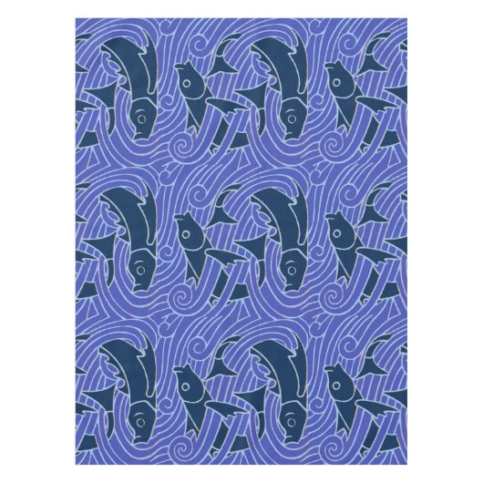 Vis Vet Zwemend Ocean Blue Vist Tafelkleed (Voorkant)