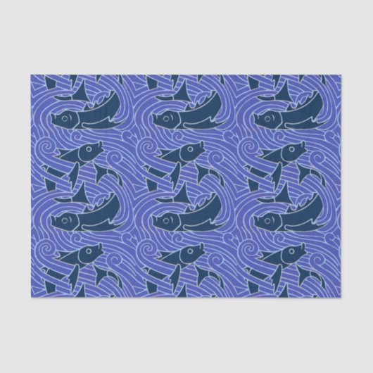 Vis Vet Zwemend Ocean Blue Vist Tissuepapier (Voorkant)