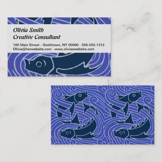 Vis Vet Zwemend Ocean Blue Vist Visitekaartje (Voorkant / Achterkant)