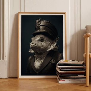 Vis Victoriaans Dierenportret Vintage Dier Vis Poster