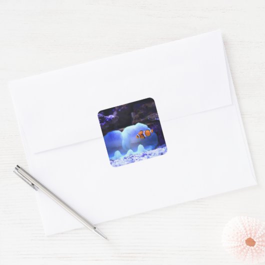 vis vierkante sticker (Envelop)