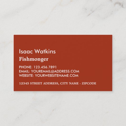 Vis, visser/vrouw, vismarkt visitekaartje (Achterkant)