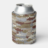 Vis Vrolijk Bruine Camouflage Blikjeskoeler (Blikje Voorkant)