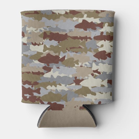 Vis Vrolijk Bruine Camouflage Blikjeskoeler (Voorkant)
