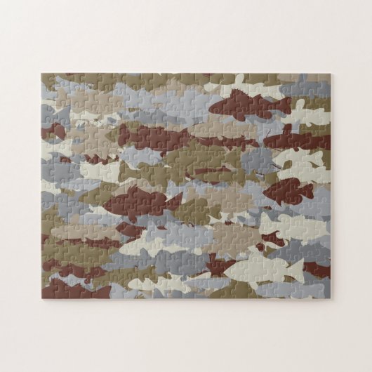 Vis Vrolijk Bruine Camouflage Legpuzzel (Horizontaal)