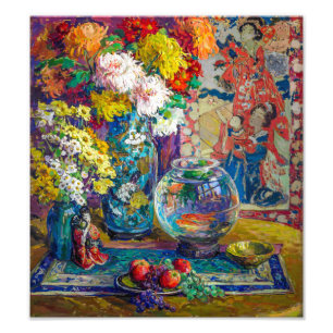 Vis, vruchten en bloemen Kathryn E. Cherry Foto Afdruk