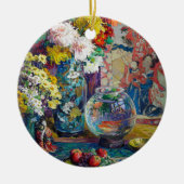 Vis, Vruchten en Bloemen | Kathryn E. Cherry Keramisch Ornament (Voorkant)