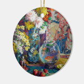 Vis, Vruchten en Bloemen | Kathryn E. Cherry Keramisch Ornament (Links)