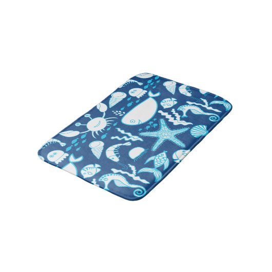 Vis Walvis Krab Zeesterren Zeepaardje Onder het Ze Badmat (Gekanteld)