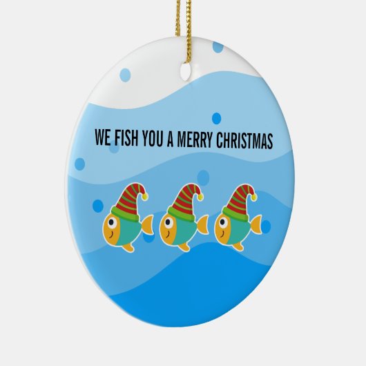 VIS WENS JE EEN PRETTIG KERSTFEES KERAMISCH ORNAMENT (Rechts)