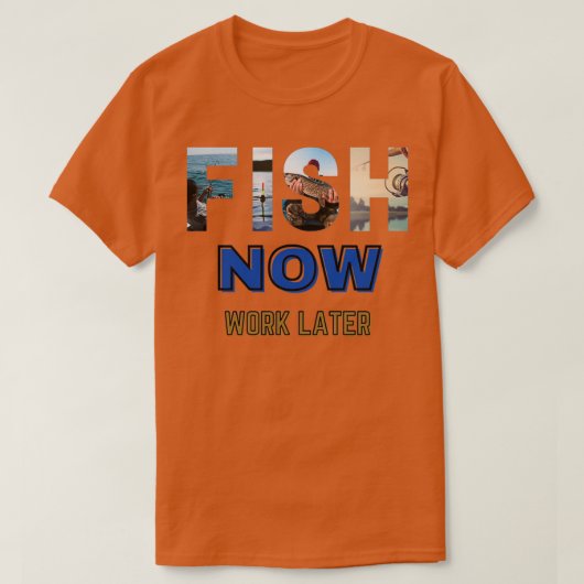 vis werkt later grappig gezegde vispun fish t-shirt (Design voorkant)