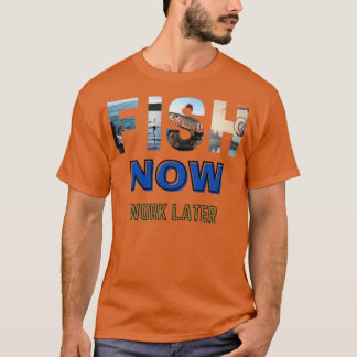 vis werkt later grappig gezegde vispun fish t-shirt