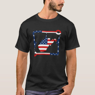 Vis West Virginia Vissen USA Vlag Haak Vers Water T-shirt