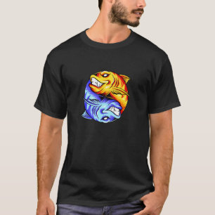 Vis Yin Yang ontwerp vissen Ying Yang goed en Ba T-shirt