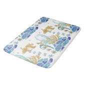 Vis zeewier Glitter Blue Nautical Ocean Pattern Badmat (Gekanteld)