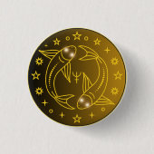 Vis Zodiac Embleem | Minimaal Hemels Symbool Ronde Button 3,2 Cm (Voorkant)