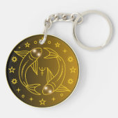 Vis Zodiac Embleem | Minimaal Hemels Symbool Sleutelhanger (Achterkant)