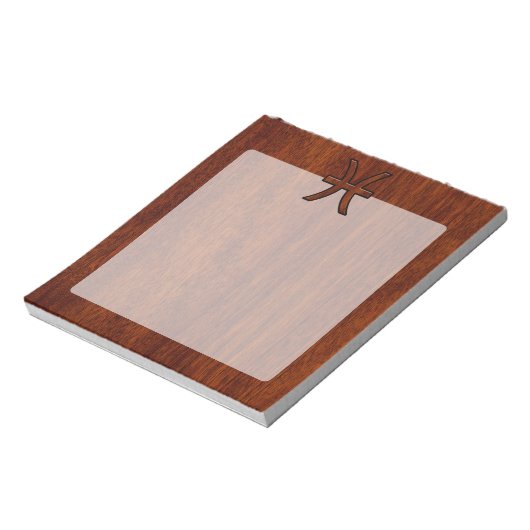 Vis Zodiac-teken in stijl van rijk mahoniehoutnerf Notitieblok (Linkerzijde)