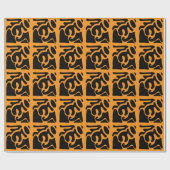 Vis Zwart en Sinaasappel Freeform Pattern Cadeaupapier (Vlak)