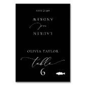 Vis Zwart Minimalistisch Bruiloft Tafelnummer (Voorkant)