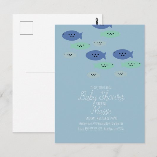 Vis Zwemmen Aquarium Baby Shower  Briefkaart (Voorkant / Achterkant)