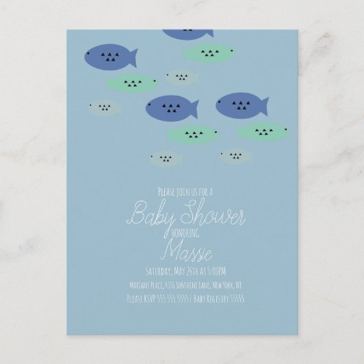 Vis Zwemmen Aquarium Baby Shower  Briefkaart (Voorkant)