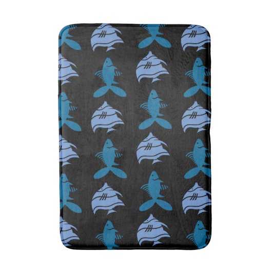 Vis Zwemmen Grafisch Aqua Blauw op elke kleur Badmat (Voorkant Verticaal)