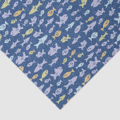 Vis zwemmen Kute Nautical Pattern in Navy Blue Tissuepapier (Detail)