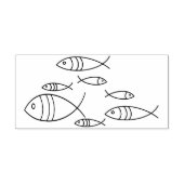 Vis Zwemmen Lijn Illustratie Tekening Rubberstempel (Afrduk)